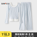 三福睡衣女款 秋季 磨毛波点抗菌假两件家居服简约舒适宽松长袖 套装
