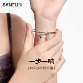 三福休闲多铃铛手镯七夕气质时尚 设计感精美首饰801502