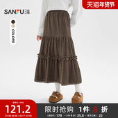 木耳花边裙摆优雅美拉德半身裙子女装 三福长裙2025新款 冬季 510457
