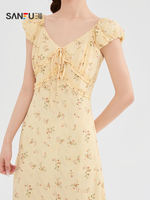 Sanfu Dress 2026 Summer Lace-up decorated V-neck Black Fungus Lace Cinched Waist Long Dress for Women, 527172 thumbnail 6
