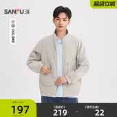 撞色拼接宽松立领外套521015 口袋拉链夹克 三福2026夏季 男士