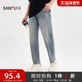 三福2025秋冬新款 506195 长裤 牛仔裤 男弹力双芯纱通勤合身锥形裤