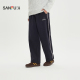 宽松直筒抽绳长裤 侧边运动风织带休闲裤 514377 男士 三福2025冬季