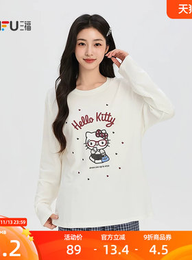 三福【Hello Kitty官方正版授权】女冬季圆领长袖套头单衣530609