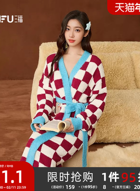 三福新年系列【BRUNCH BROTHER联名】冬季睡袍睡衣女家居服512954