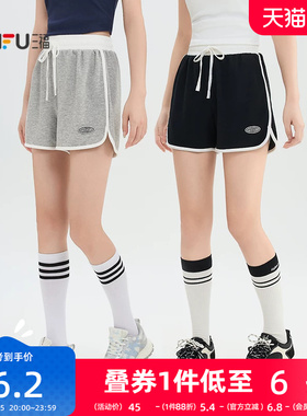 三福运动风短裤女2026新款夏季小个子直筒休闲裤高腰黑色裤子女装