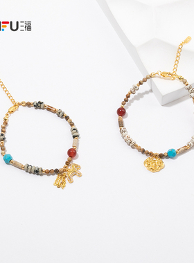 三福复古森语手链 休闲设计感小众饰品首饰配饰链条847292