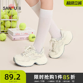 女鞋 休闲潮酷系带流线网孔圆头老爹鞋 855099 春季 三福女运动鞋