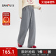 女装 三福加绒裤 514367 灰色休闲裤 拼接腰头阔腿裤 子女2025新款 冬季