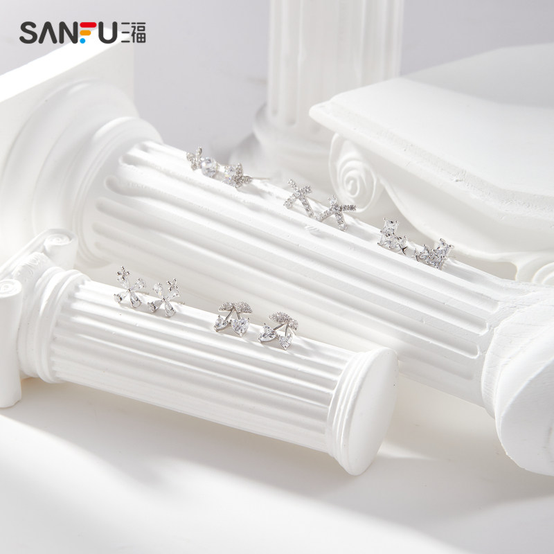 三福925银粉红樱桃耳钉一对 轻奢甜美首饰耳饰配饰耳环838732,饰品/流行首饰/时尚饰品新,银饰耳饰,淘宝优惠券,粉丝福利购,淘宝优惠卷