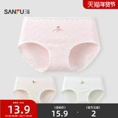 三福女中腰包臀内裤 童趣印花花纱清新腰头舒适半平角裤 513507