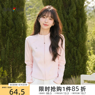 三福女长T恤2026冬季新款运动风外套小拉链门襟时尚休闲上衣女装
