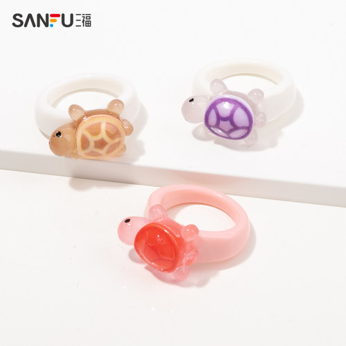 三福趣味小乌龟戒指单个 可爱俏皮首饰装饰指环配饰836482