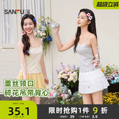 515838 蕾丝领口细肩带碎花上衣女装 三福吊带背心女2026新款 春季