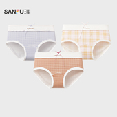 三福女低腰不夹臀内裤 509004 甜美格纹印花假两件柔软半平角裤