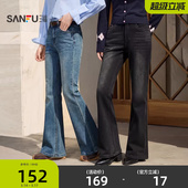 时尚 春季 气质微喇裤 复古喇叭裤 514405 三福牛仔长裤 子女装 2026新款