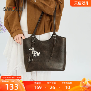 【预】三福挎包冬季简约复古风筝包宽肩带大容量HOBO女包533573
