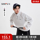 街潮半拉链上衣510129 英文刺绣分割线卫衣 三福2025冬季 男士