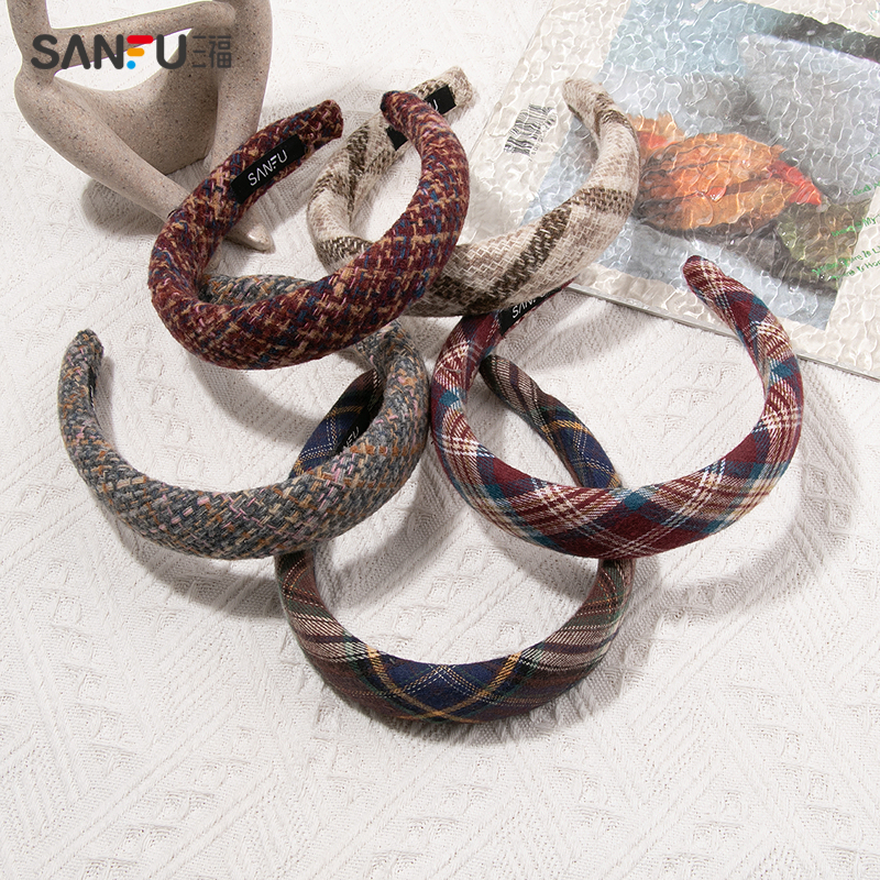 三福少女平板多色头箍单个 复古多彩潮流发饰配饰发箍839427