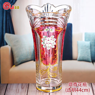 水培干花客厅家餐桌玄关居家花器 Glass高斯水晶玻璃透明花瓶欧式