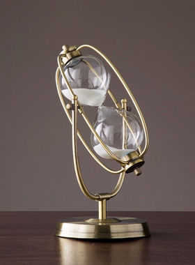 贝汉美（BHM）创意家居金属摆件旋转沙漏计时器30分钟情人节礼物