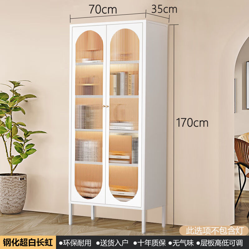 housesky轻奢法式铁艺防尘书柜置物柜架带门家用中古黑色客厅玻璃