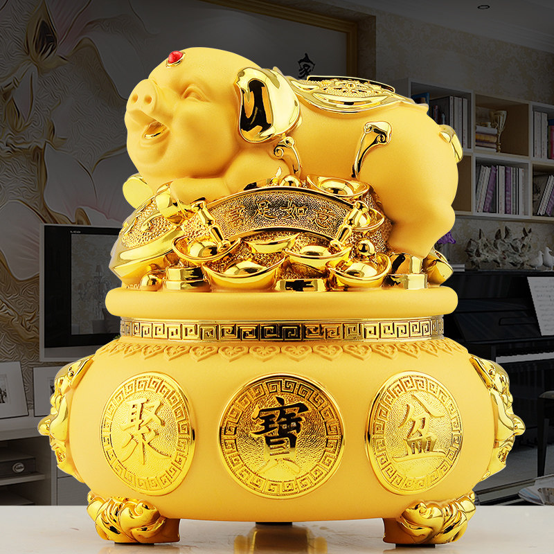 招财金猪聚宝盆摆件存钱罐装饰客厅店铺招财聚财家居实用开业礼品
