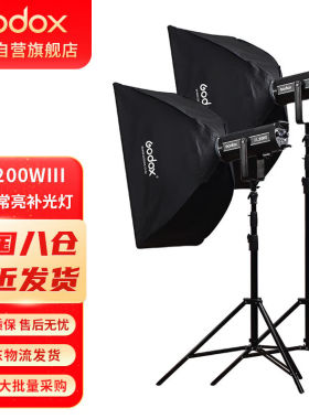 神牛（Godox）补光灯sl200w三代摄影灯直播补光灯双灯+双60*90柔