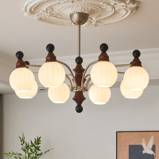 复古2025新款 法式 中古客厅吊灯全光谱餐厅卧室魔豆吊灯美式