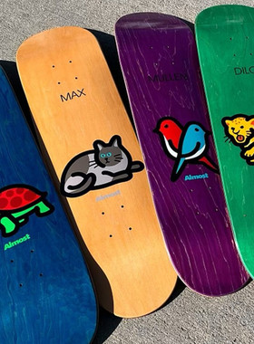 美国 ALMOST 进口双翘滑板板面IMPACT Uber碳纤维黑色儿童成人