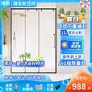 一字型极窄三联动卫生间隔断玻璃门浴室推拉移门淋浴房干湿分离