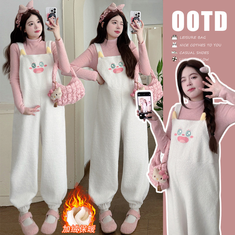 孕妇装小个子冬装套装加绒加厚保暖羊羔毛背带裤孕妈法式穿搭冬季,孕妇装/孕产妇用品/营养,套装,淘宝优惠券,粉丝福利购,淘宝优惠卷