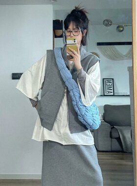胖mm韩版运动风无袖连帽马甲外套