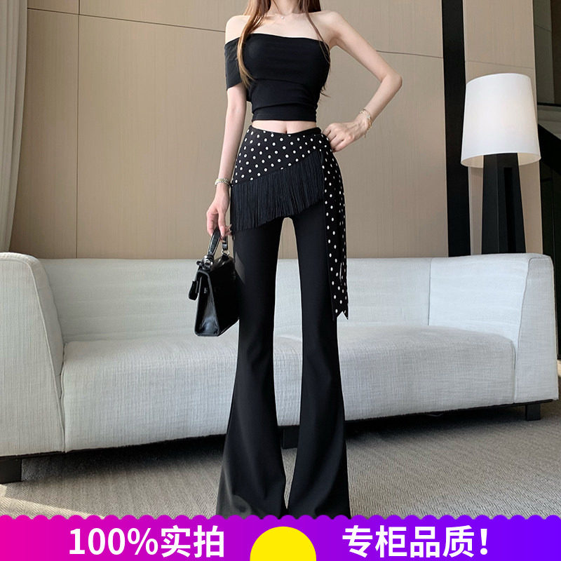 西装风高腰微喇垂感显瘦喇叭裤女