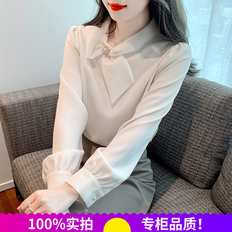 2026春秋新款优雅气质蝴蝶结雪纺衫女长袖设计感小众衬衫别致上衣