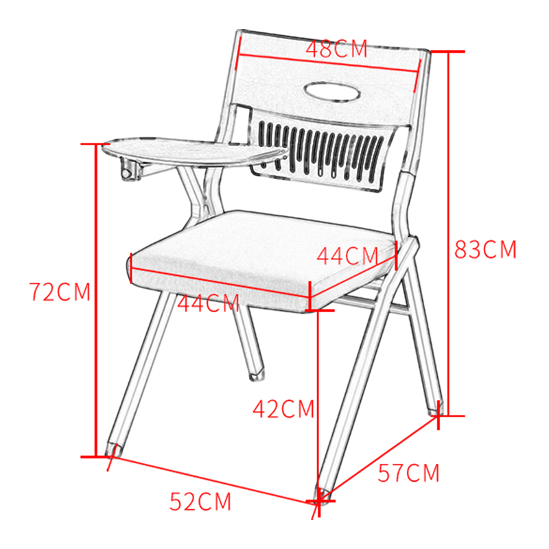 培训椅带写字板折叠桌椅一体学生舒适靠背网布会议椅黑坐垫写字板