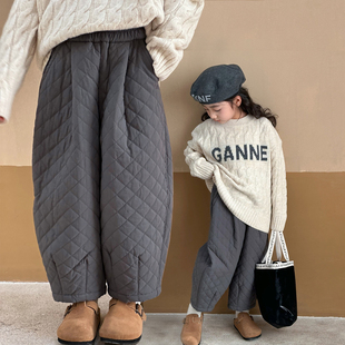 女童裤子儿童棉裤中大童休闲裤子加厚秋冬外穿夹棉洋气宽松萝卜裤