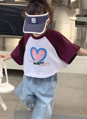 女童短袖T恤2026夏装新款儿童大童夏季纯棉宽松插肩袖蝙蝠衫上衣