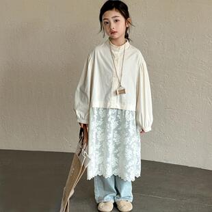 女童连衣裙春装2026新款儿童蕾丝拼接洋气春秋中大童开春长袖裙子