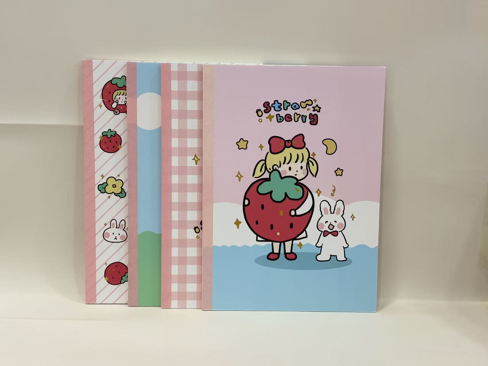 B5无线装订本笔记本悦木草莓啵啵学生用记作业高颜值可爱卡通