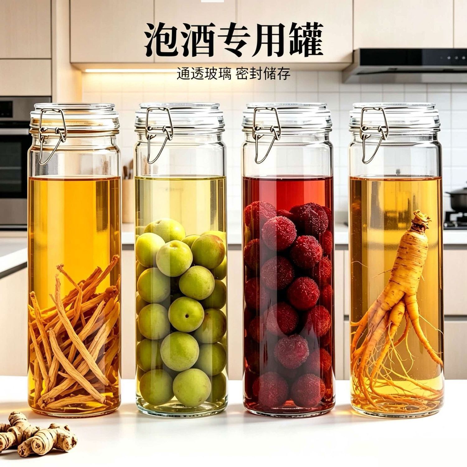 大容量卡扣玻璃泡酒瓶罐子