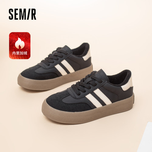 Semir女鞋德训鞋薄底黑色加绒