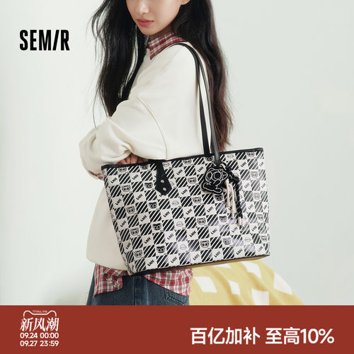 森马罗小黑满印趣味卡通单肩包女