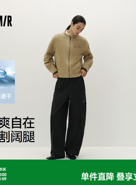 [商场同款]森马休闲裤女阔腿裤2025秋季黑色裤子新款速干裤长裤