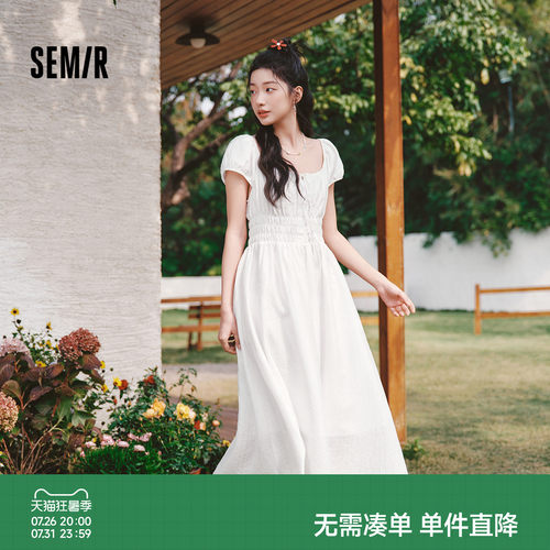 森马法式蝴蝶结肌理初恋连衣裙女