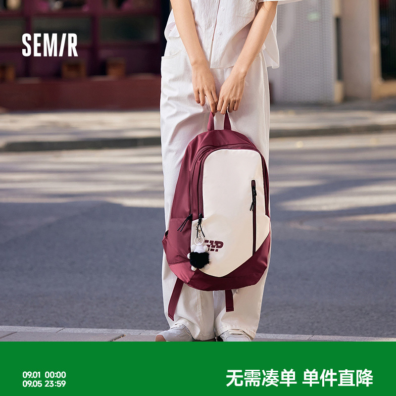 森马双肩包男2025新款撞色美式图片