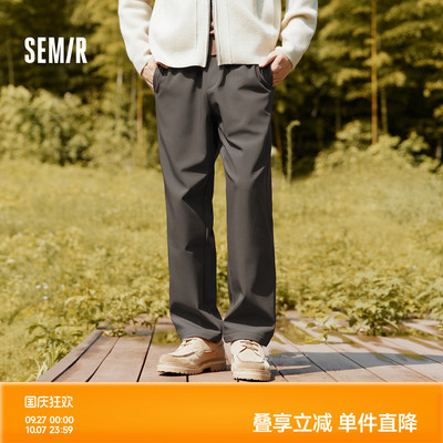 森马三防软壳裤加绒直筒休闲裤男