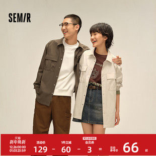 纯色翻领上衣宽松山系宽松外套男女同款 森马工装 2025秋款 衬衫 长袖