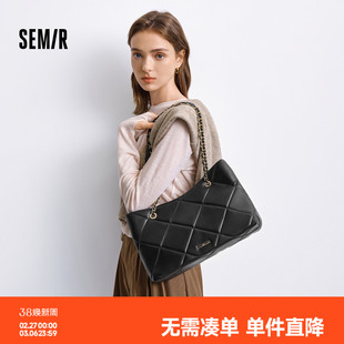 森马包包女托特包菱格链条包大容量斜挎包2025新款单肩包通勤质感