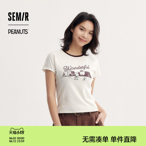 森马史努比系列短款短袖T恤女